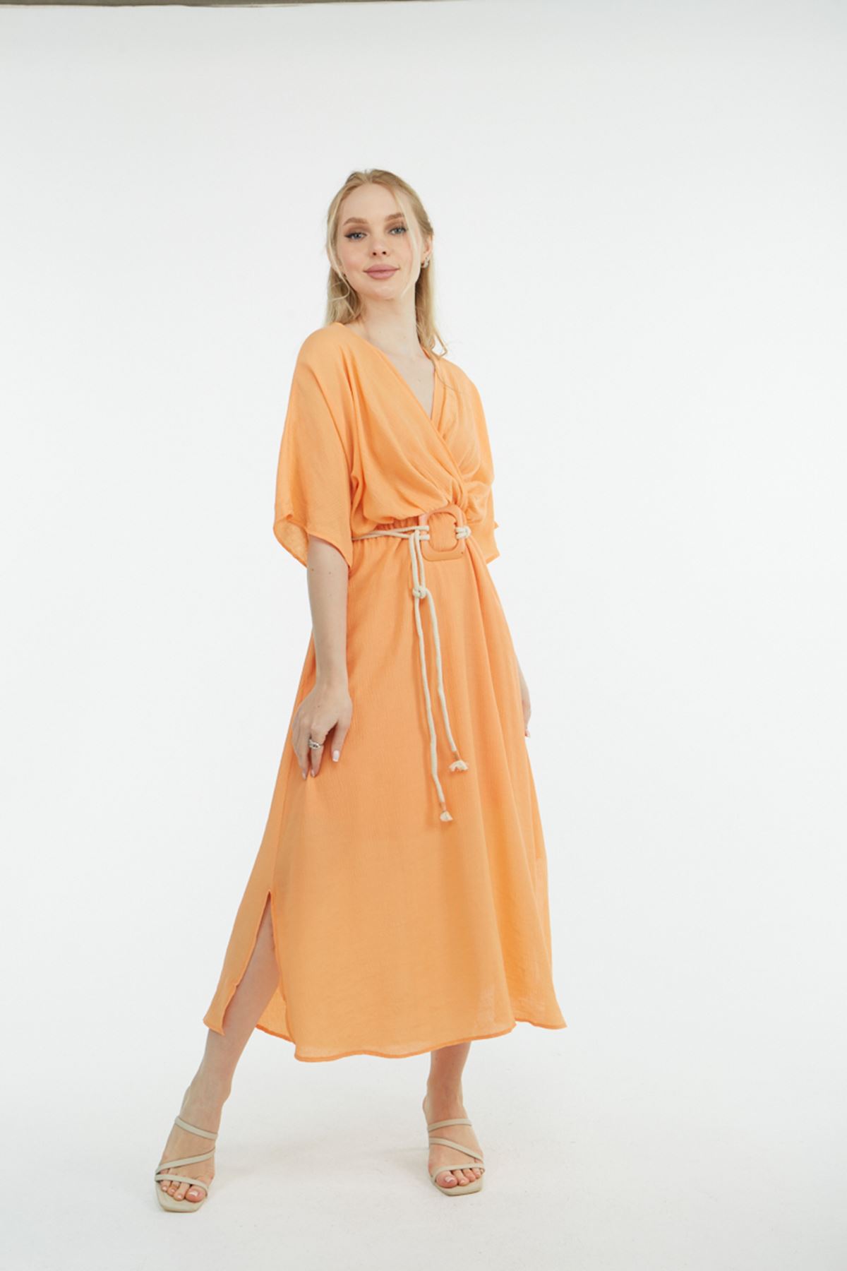 Kadın Oversize Elbise Oranj