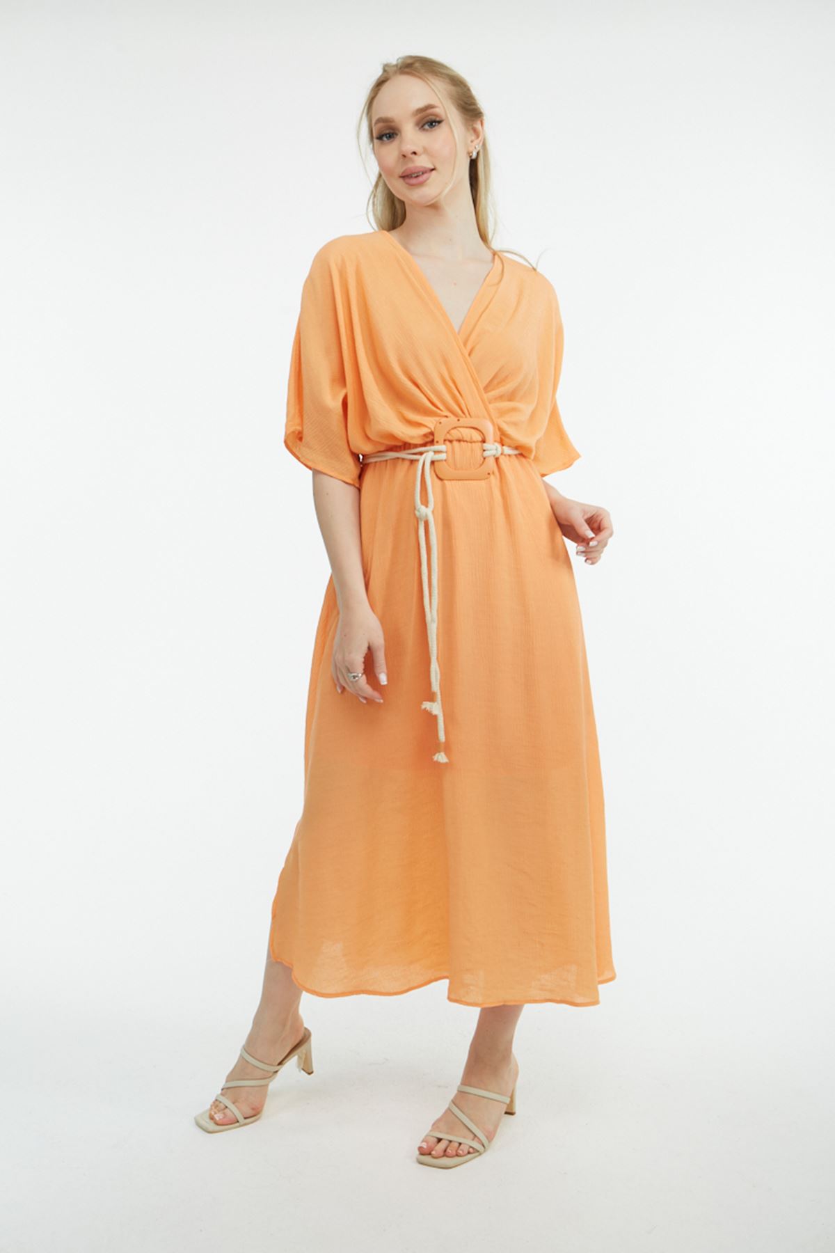 Kadın Oversize Elbise Oranj