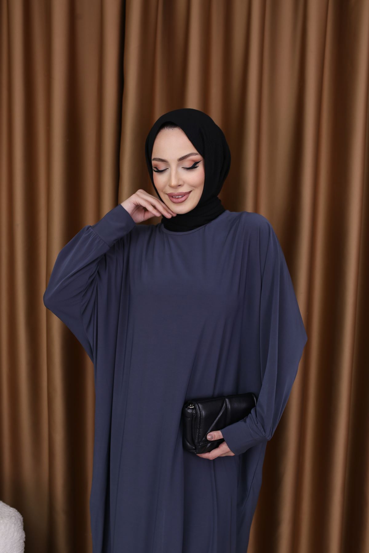 Kadın Trend Basic Uzun Kollu Füme Namaz Elbisesi