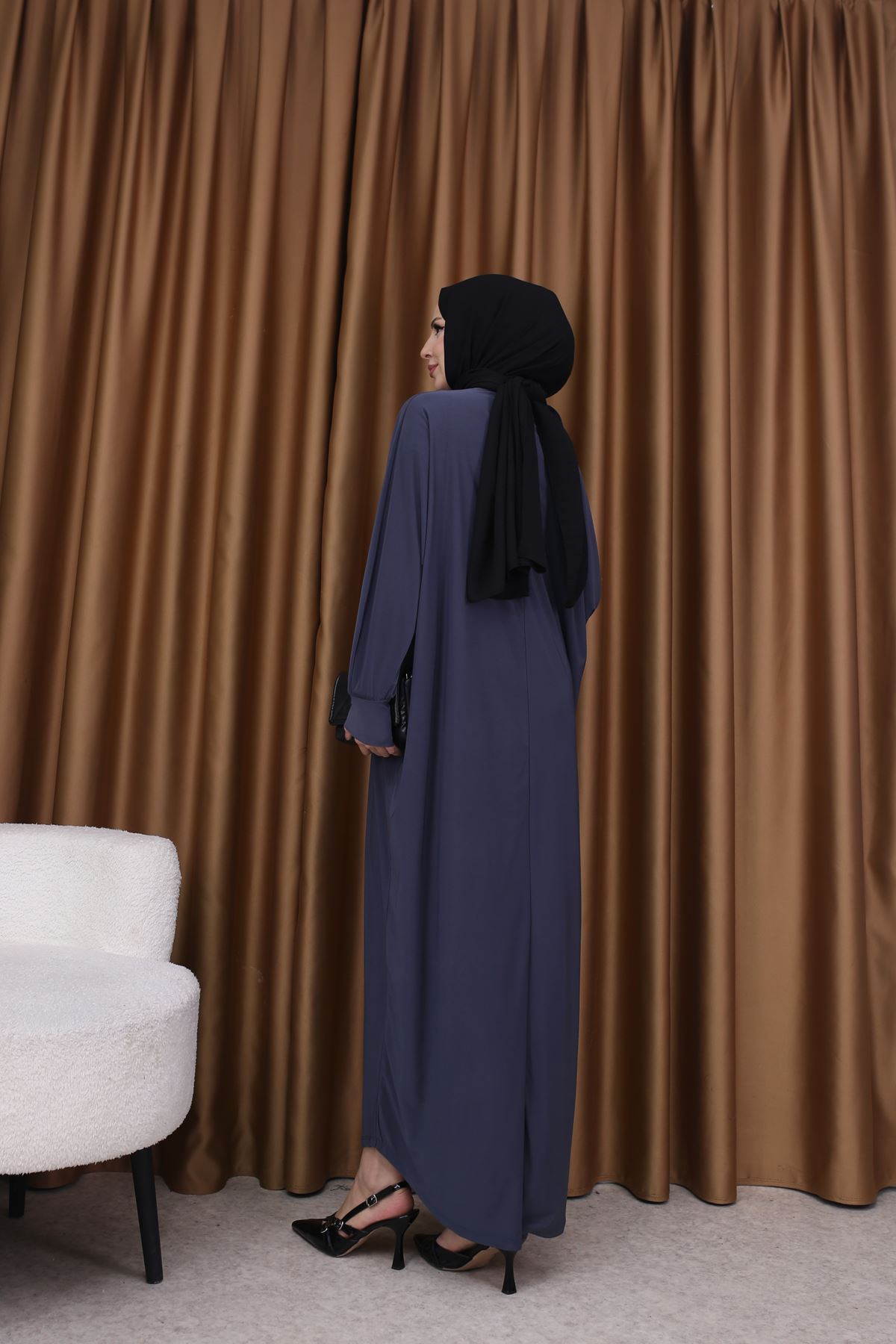 Kadın Trend Basic Uzun Kollu Füme Namaz Elbisesi