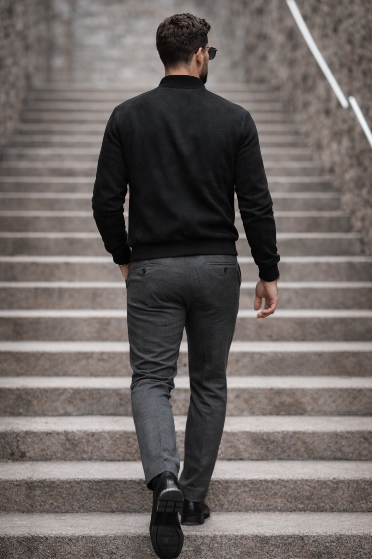 Erkek Basic Dar Kalıp Siyah Nubuk Ceket