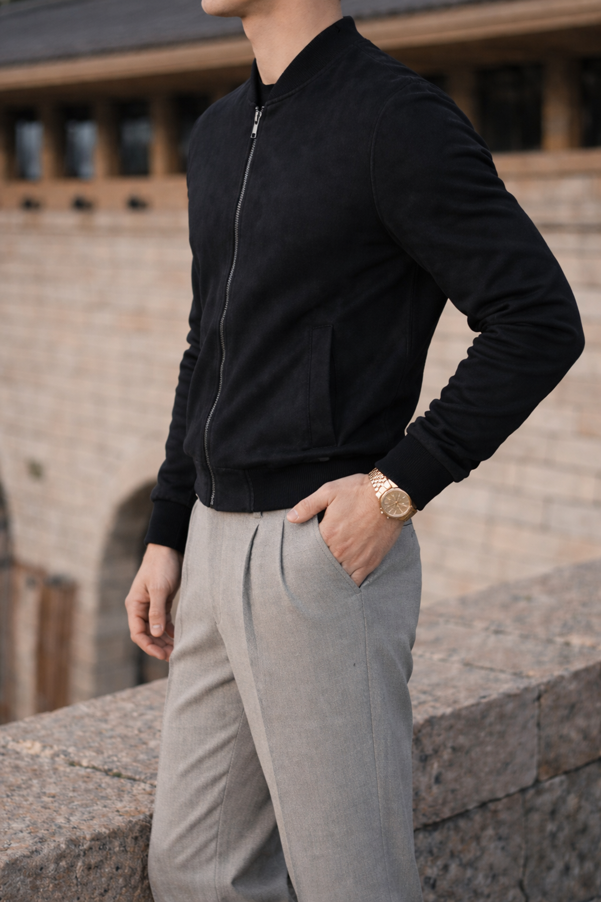 Erkek Smart Casual Siyah Nubuk Ceket