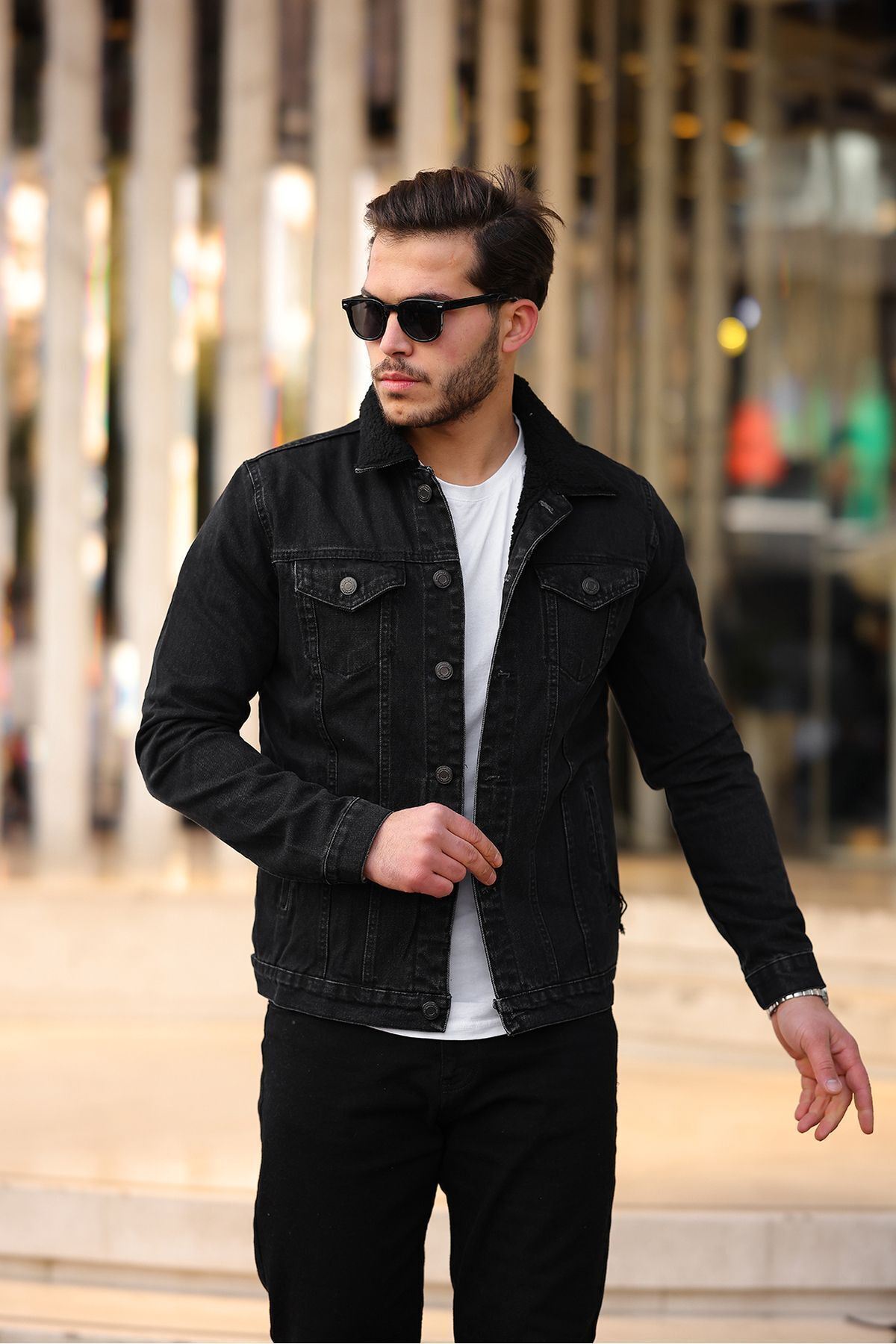 Erkek Trend Kışlık Içi Kürklü Kot Ceket Antrasit