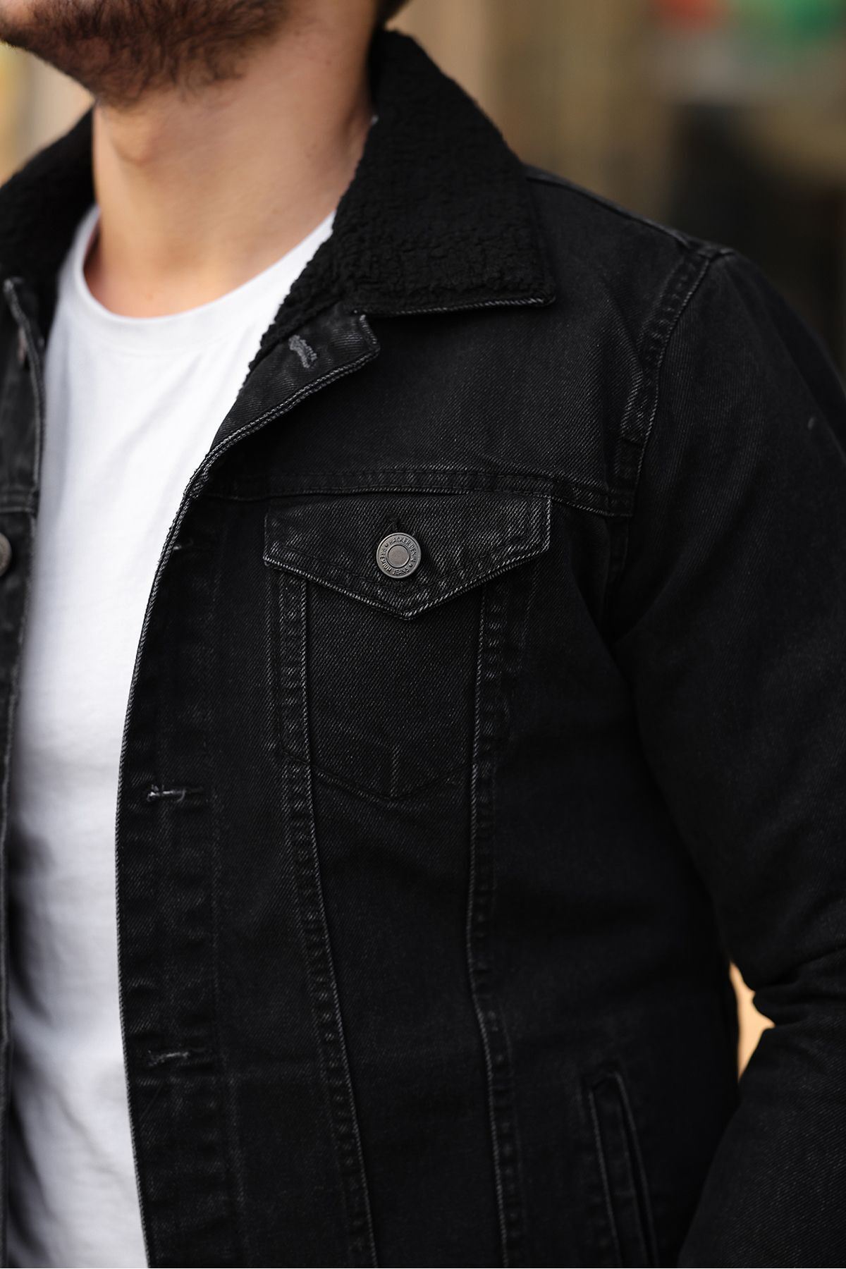 Erkek Trend Kışlık Içi Kürklü Kot Ceket Antrasit