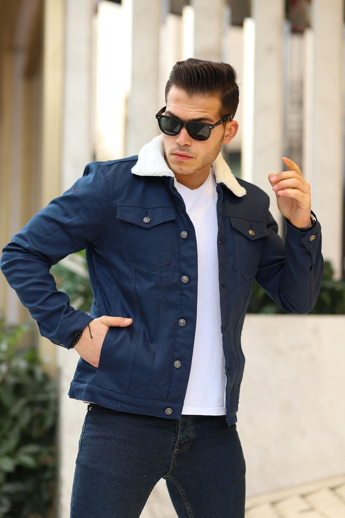 Erkek Içi Kürklü Kot Ceket