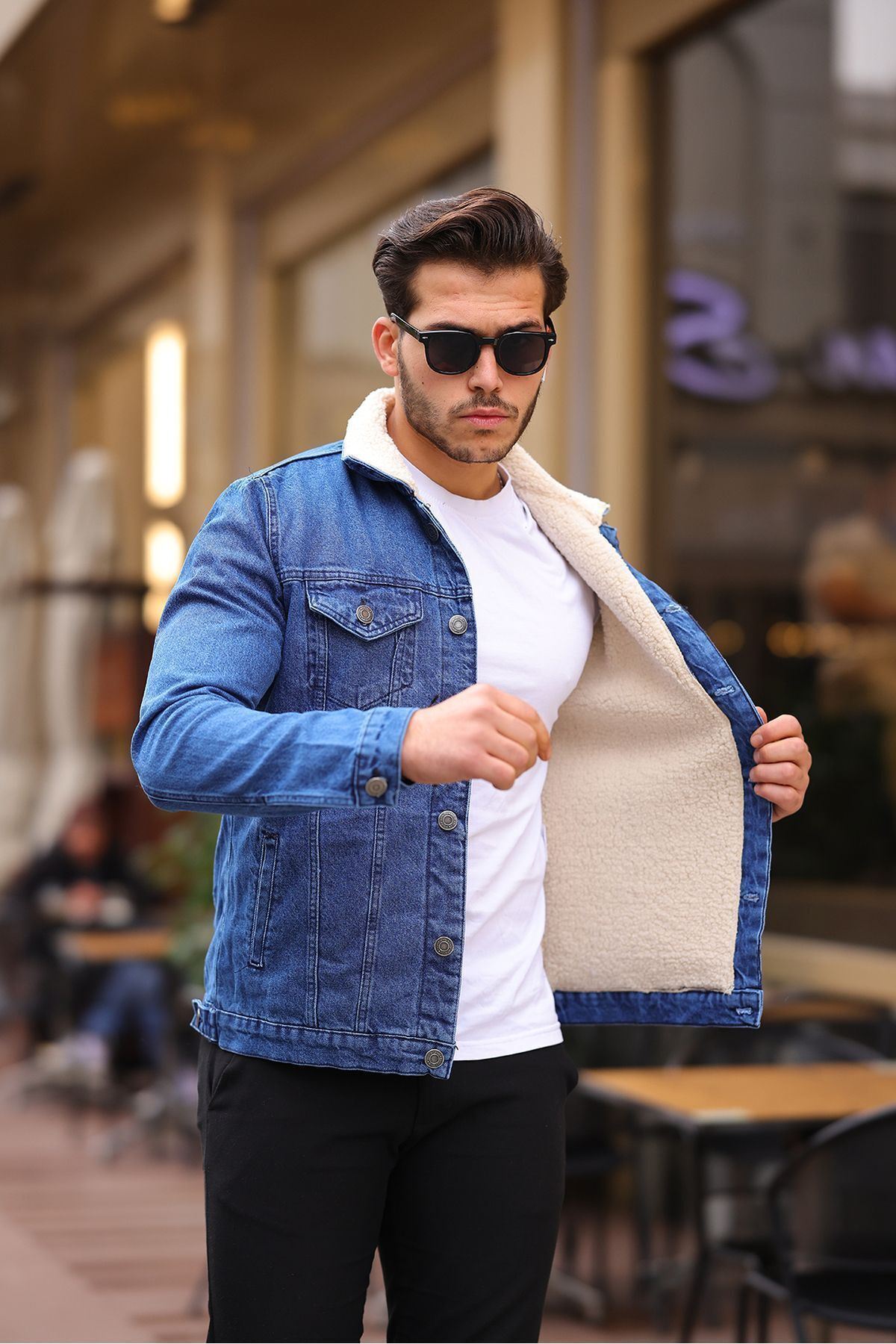 Erkek Içi Kürklü Kot Ceket