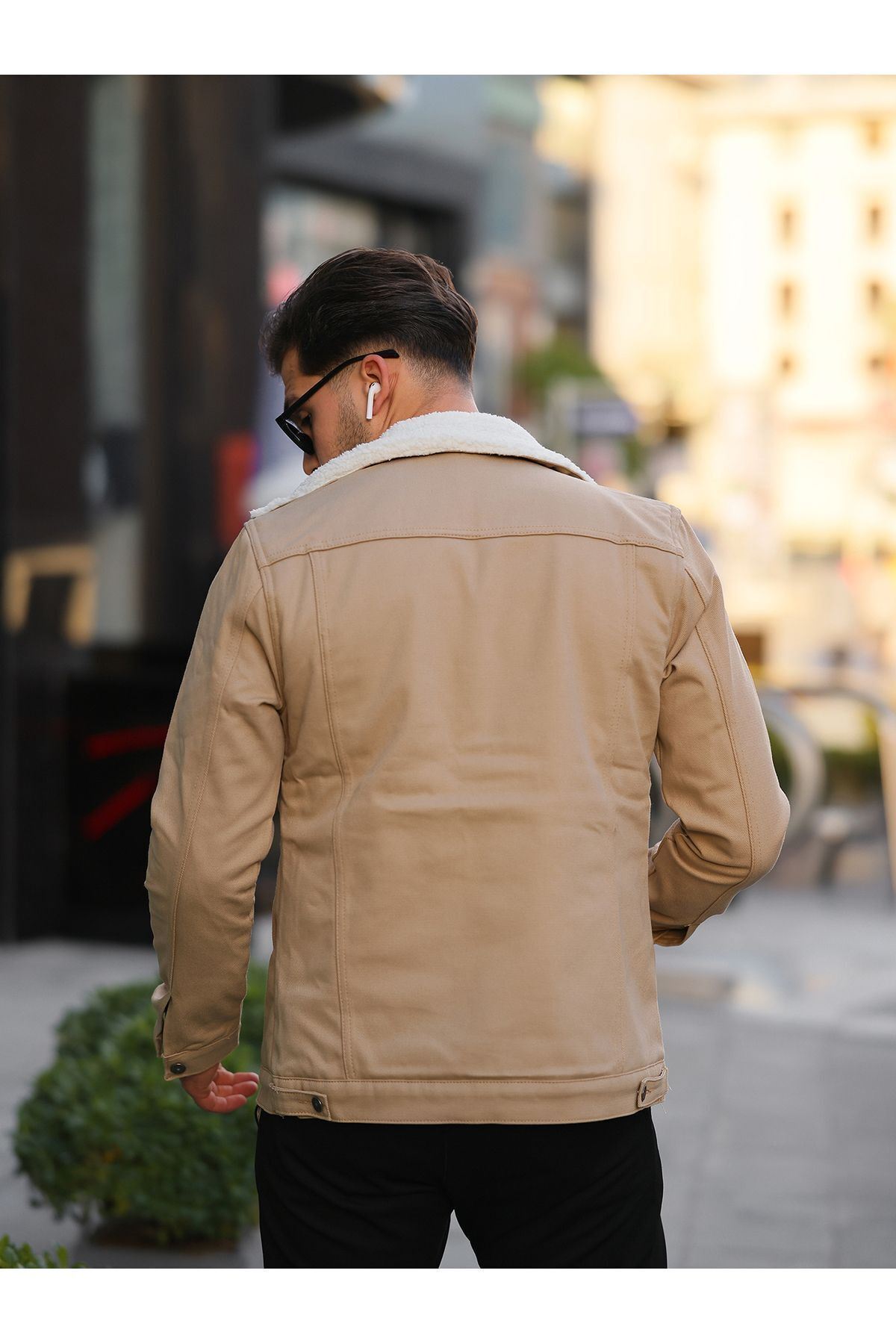 Erkek Trend Kışlık Içi Kürklü Kot Ceket Taş