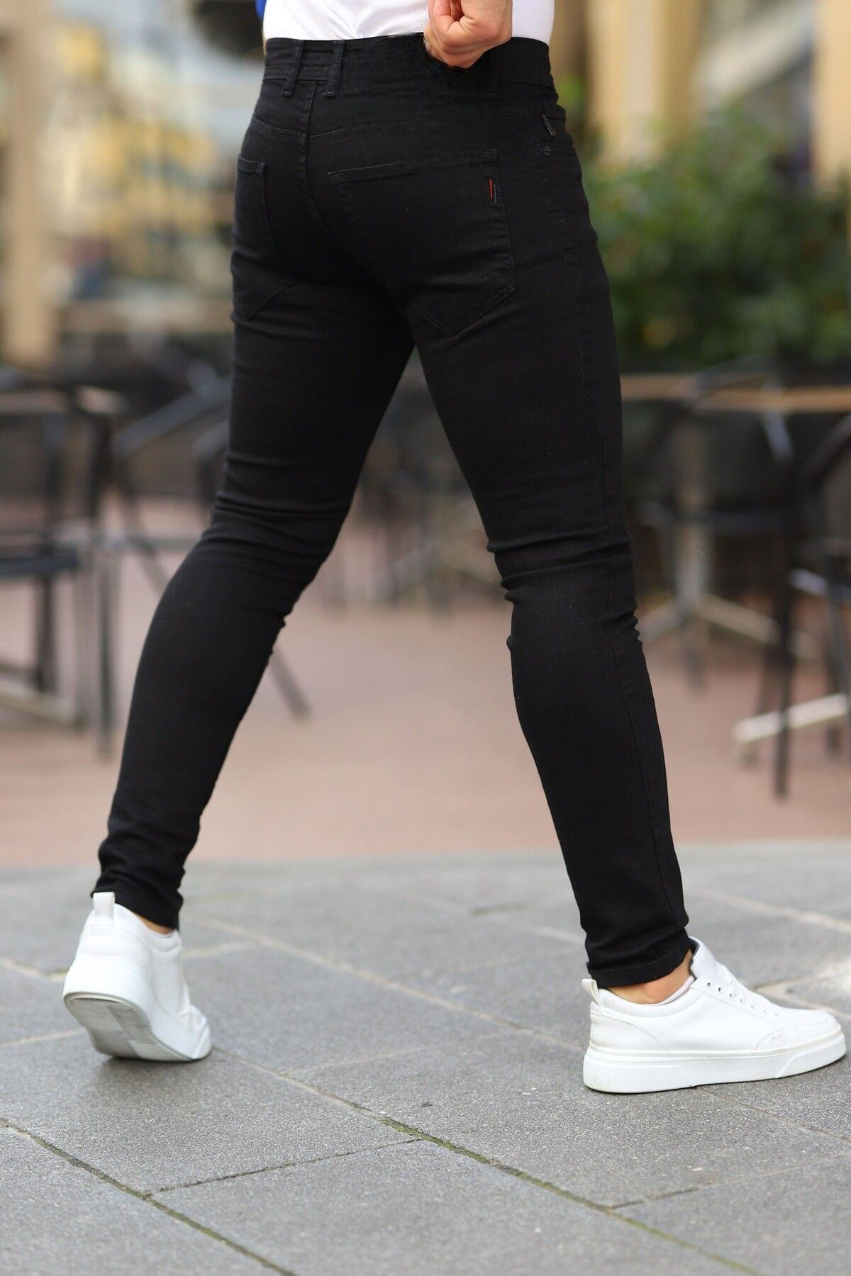 Erkek Jeans Slim Fit Likralı Denim Siyah Kot Pantolon