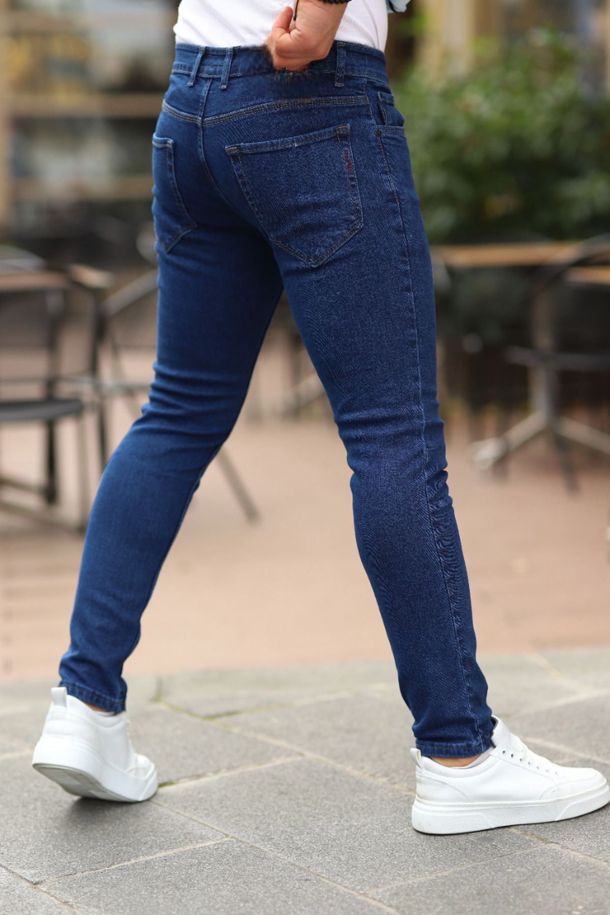 Erkek Jeans Slim Fit Likralı Denim Lacivert Kot Pantolon