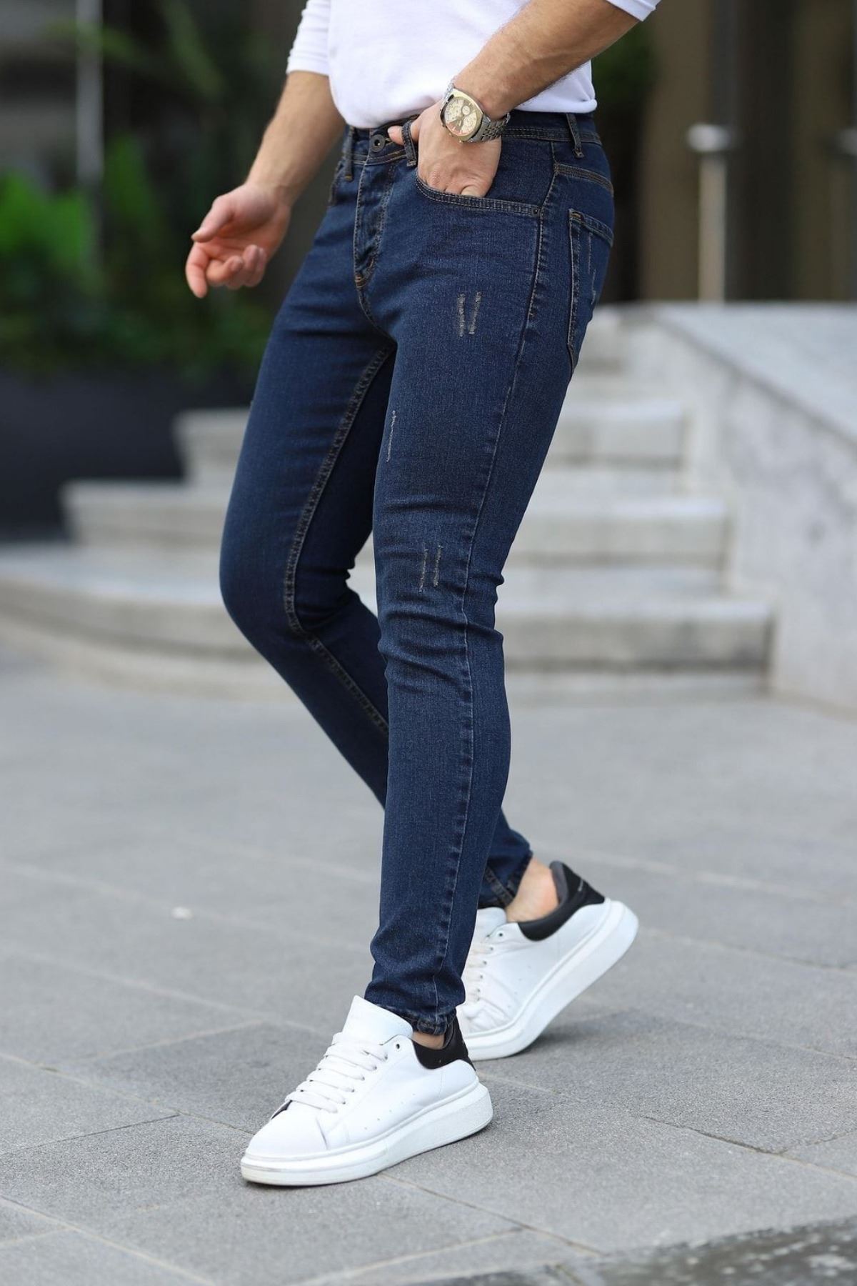 Erkek Slim Fit Likralı Denim Kot Pantolon