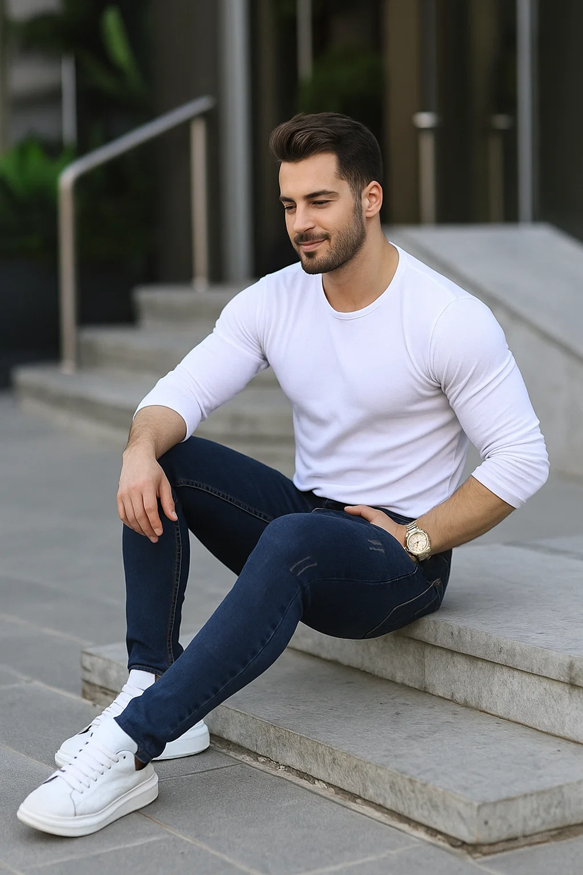 Erkek Slim Fit Likralı Denim Kot Pantolon