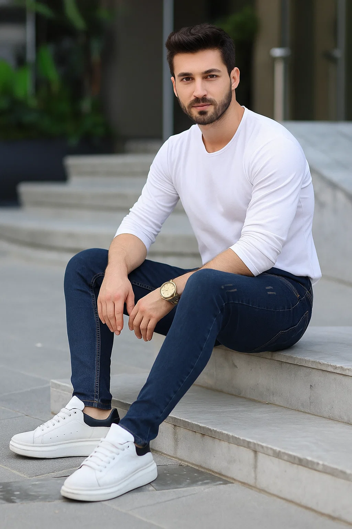 Erkek Slim Fit Likralı Denim Kot Pantolon