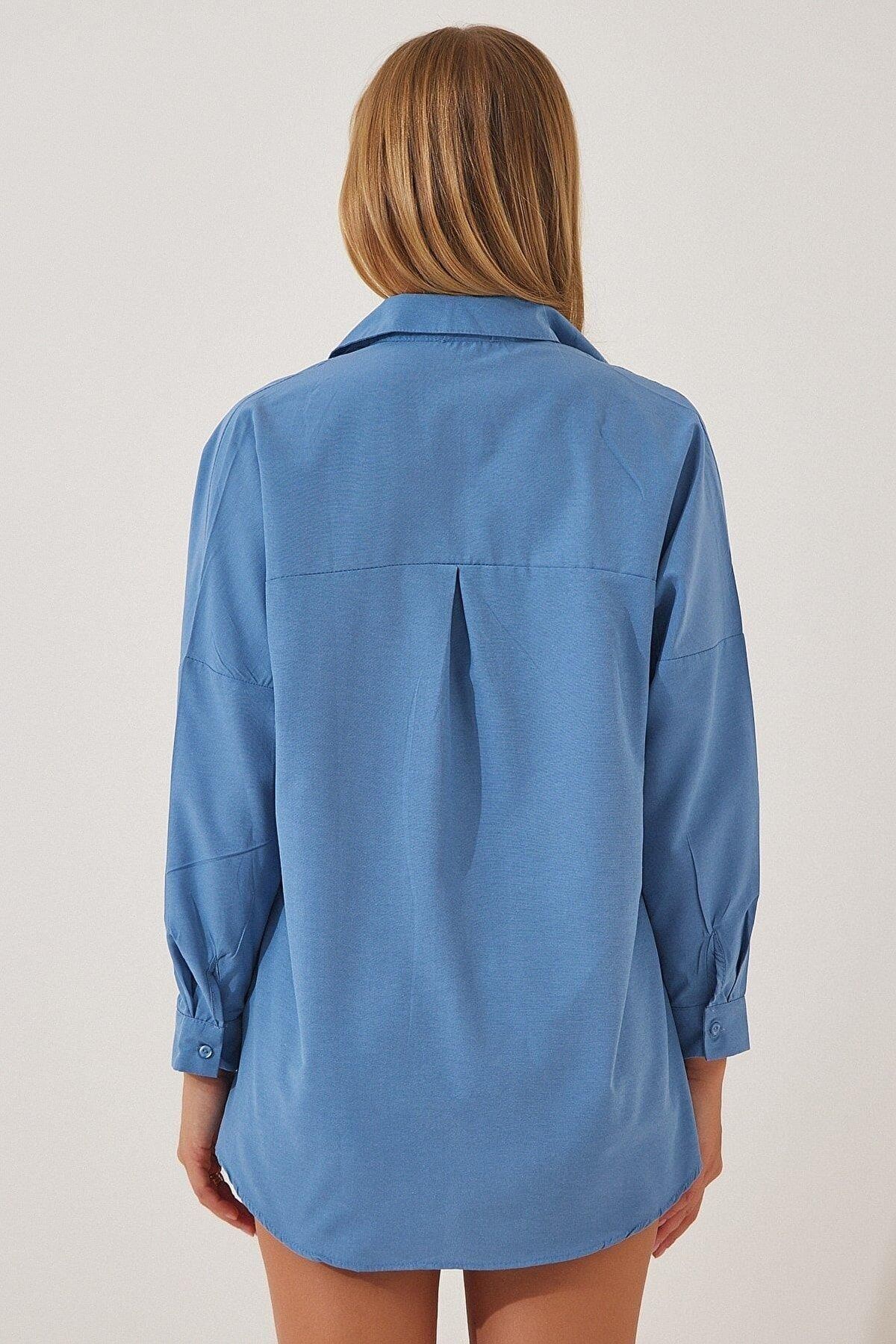 Kadın Oversize Uzun Basic Gömlek