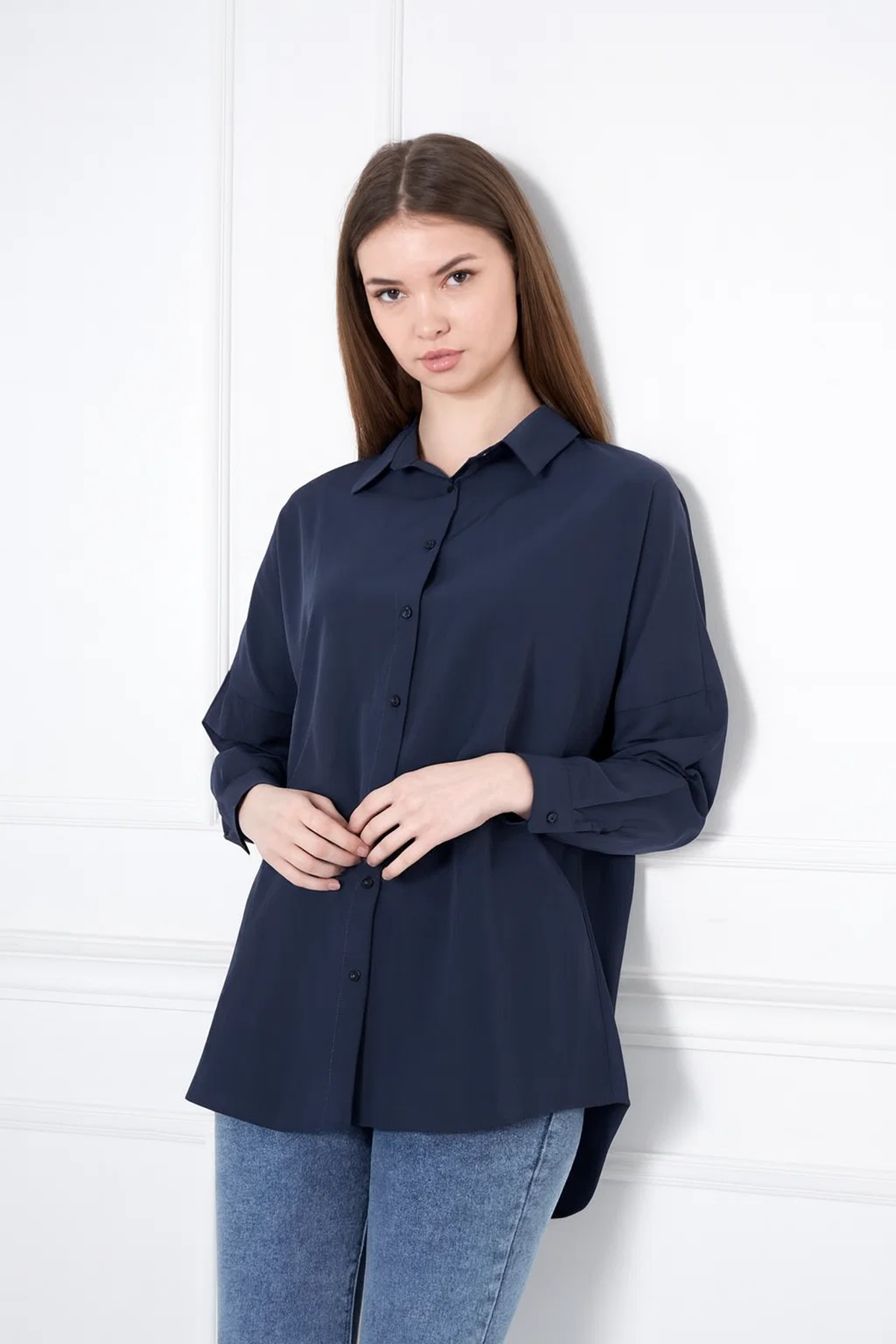 Kadın Oversize Uzun Basic Gömlek