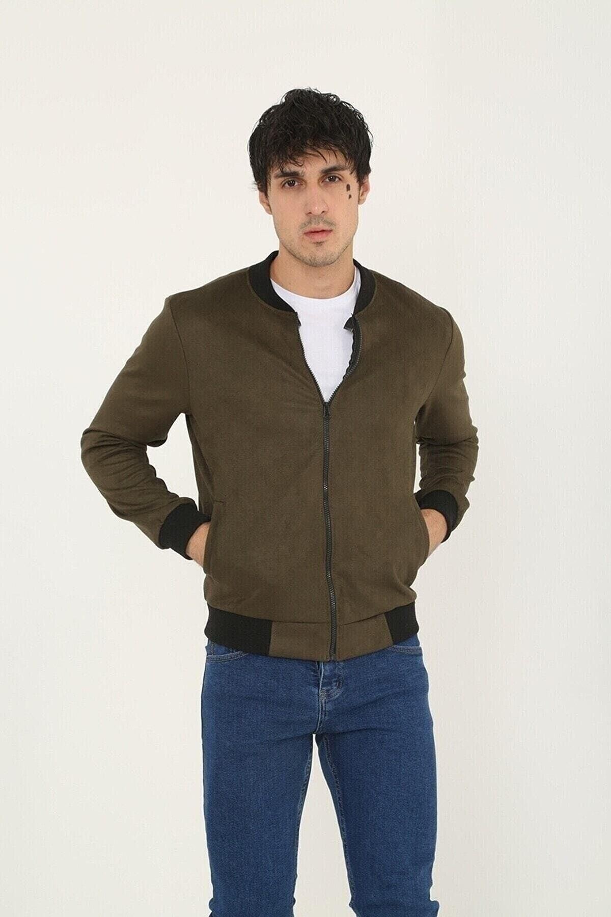 Erkek Dar Kesim Nubuk Süet Astarsız Likralı Su Itici Kolej Ceket