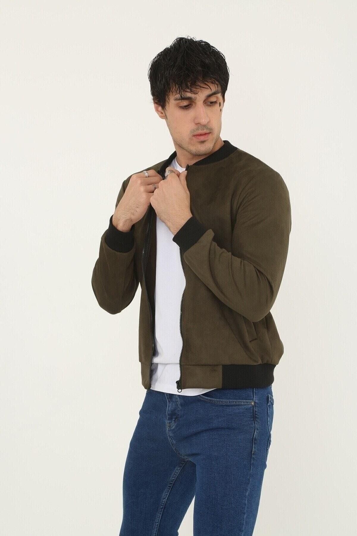 Erkek Dar Kesim Nubuk Süet Astarsız Likralı Su Itici Kolej Ceket