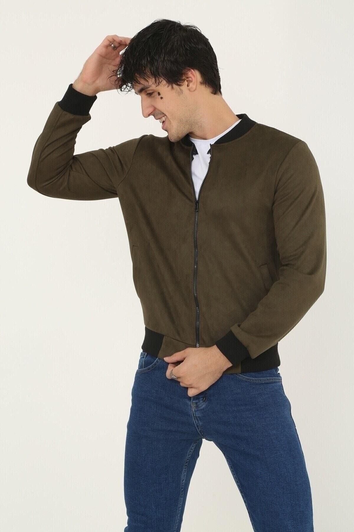 Erkek Dar Kesim Nubuk Süet Astarsız Likralı Su Itici Kolej Ceket