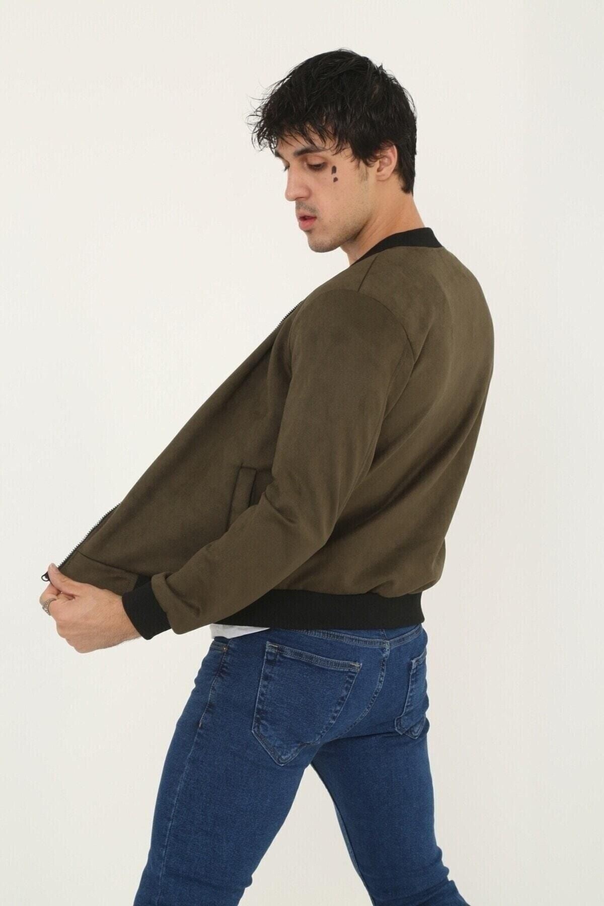 Erkek Dar Kesim Nubuk Süet Astarsız Likralı Su Itici Kolej Ceket