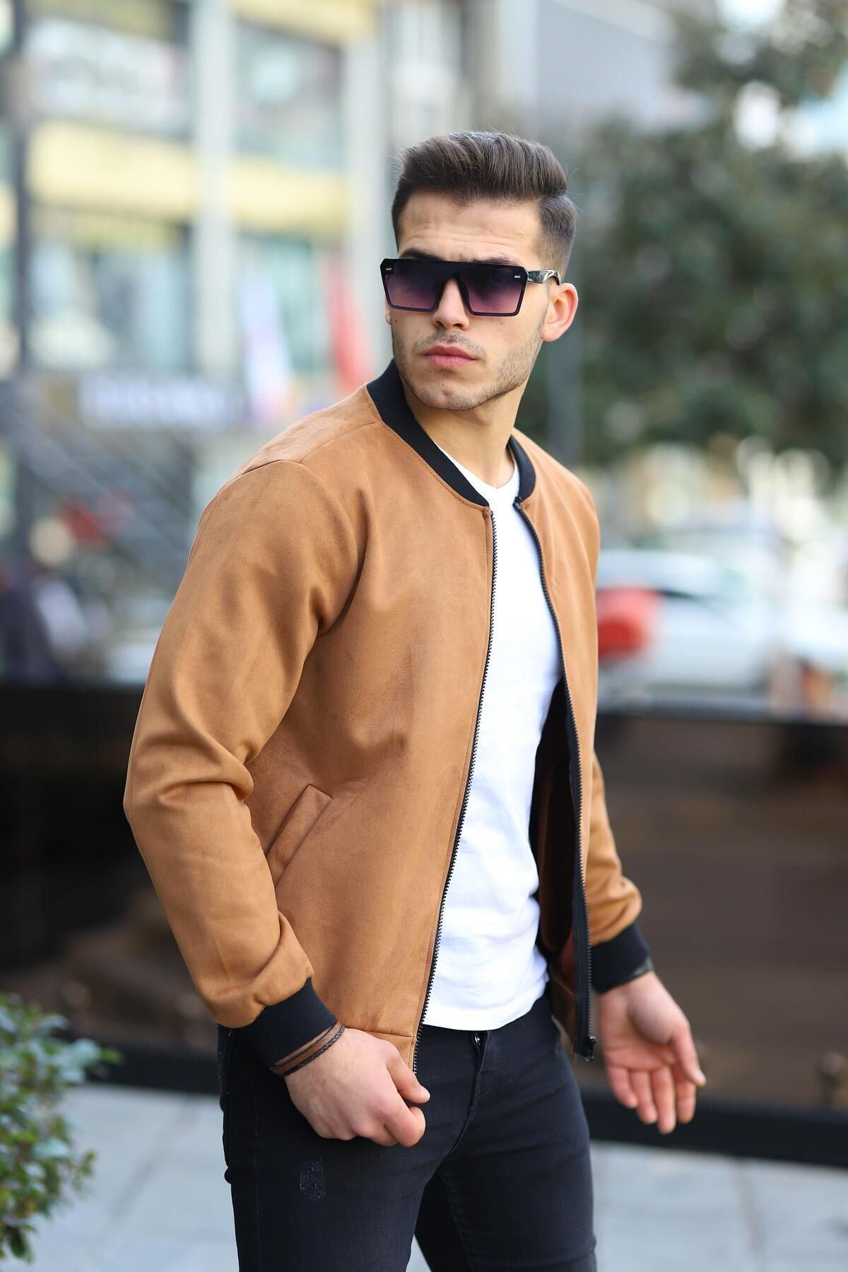 Erkek Dar Kesim Nubuk Süet Astarsız Likralı Su Itici Kolej Ceket