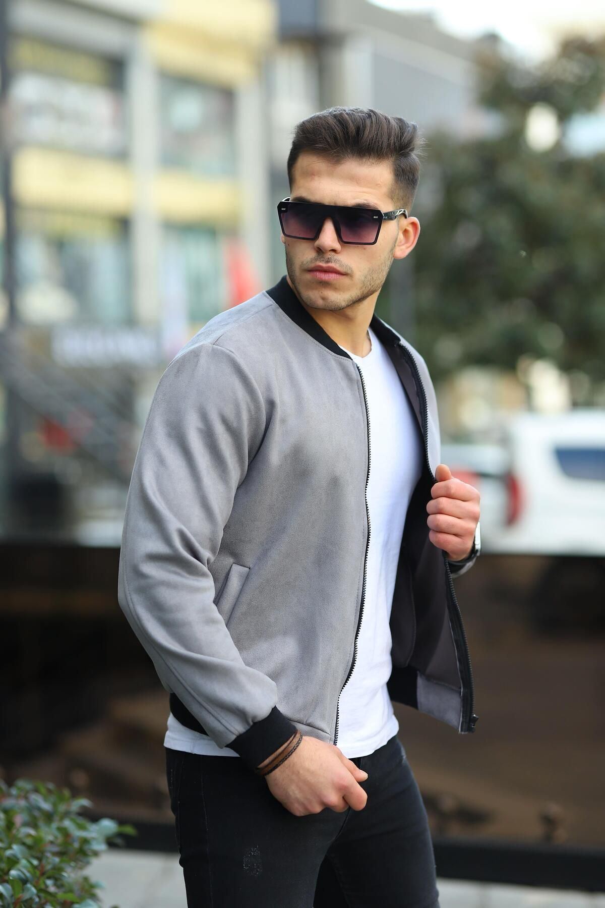 Erkek Dar Kesim Nubuk Süet Astarsız Likralı Su Itici Kolej Ceket