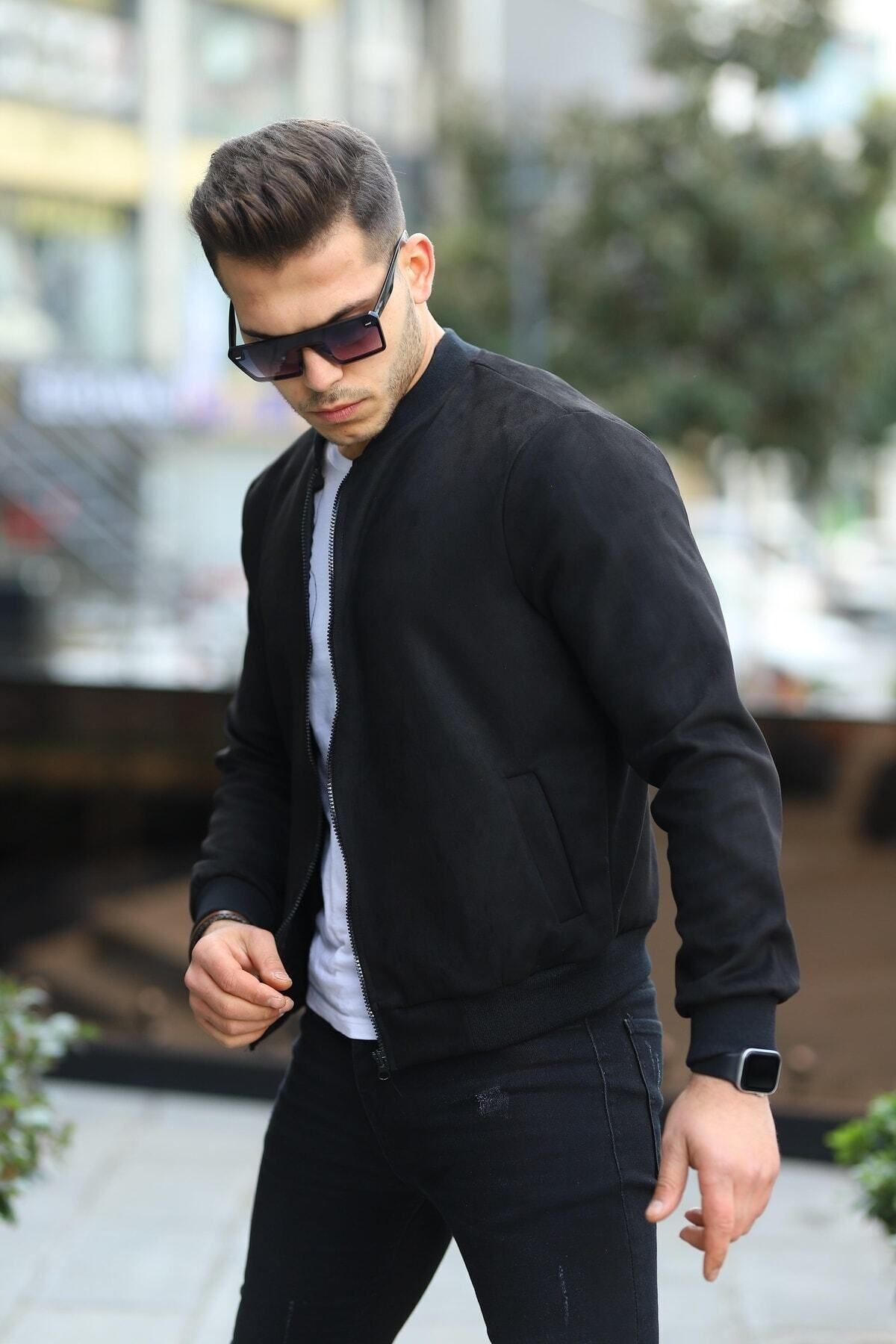 Erkek Dar Kesim Nubuk Süet Astarsız Likralı Su Itici Kolej Ceket