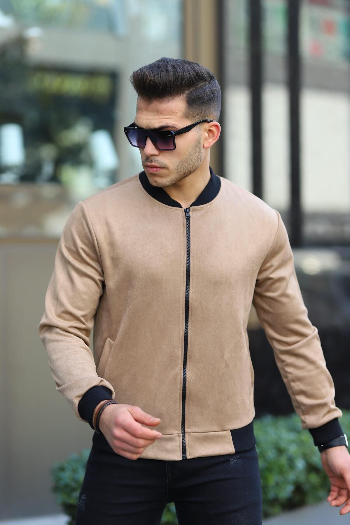 Erkek Dar Kesim Nubuk Süet Astarsız Likralı Su Itici Kolej Ceket