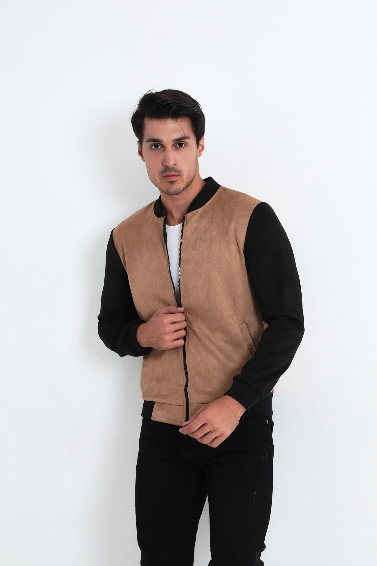 Erkek Dar Kesim Nubuk Süet Astarsız Likralı Su Itici Kolej Ceket