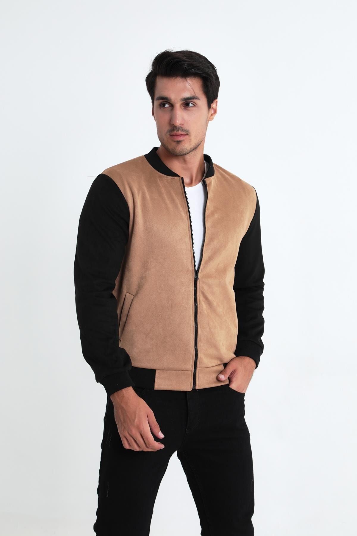 Erkek Dar Kesim Nubuk Süet Astarsız Likralı Su Itici Kolej Ceket