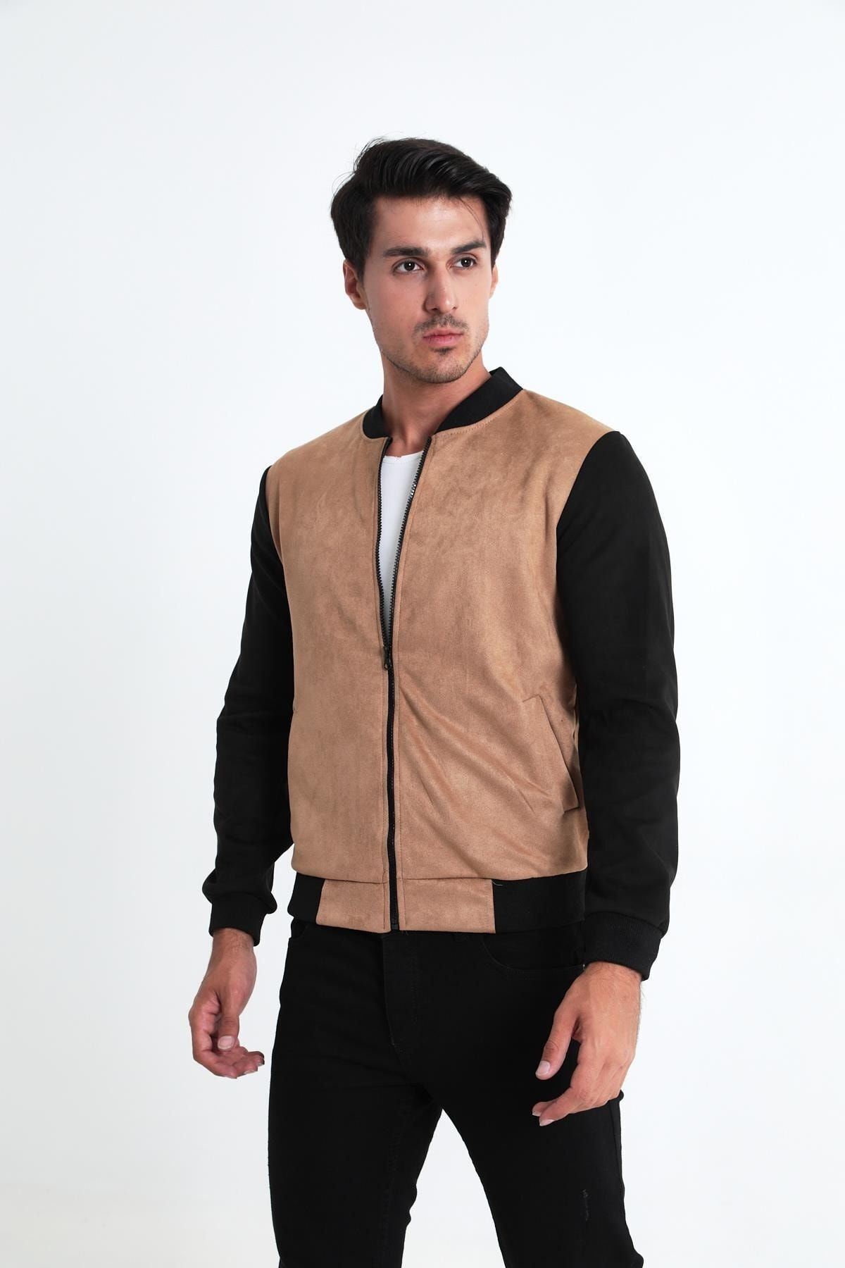 Erkek Dar Kesim Nubuk Süet Astarsız Likralı Su Itici Kolej Ceket