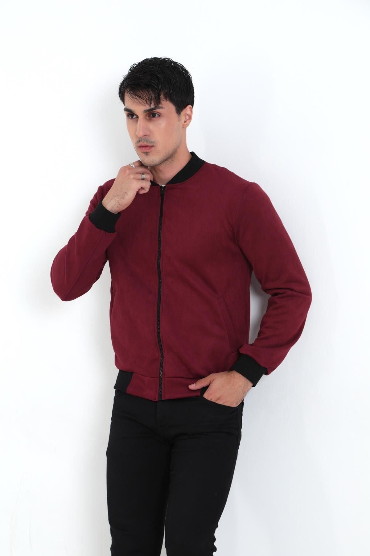 Erkek Dar Kesim Nubuk Süet Astarsız Likralı Su Itici Kolej Ceket
