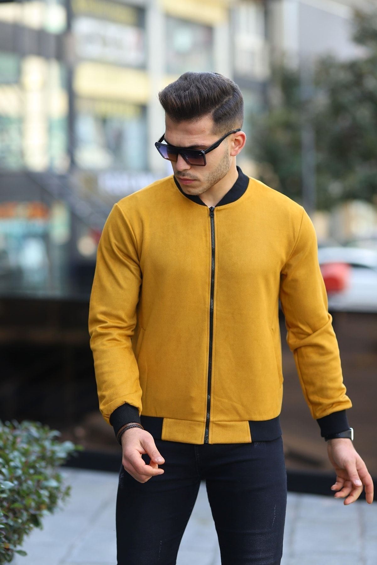 Erkek Dar Kesim Nubuk Süet Astarsız Likralı Su Itici Kolej Ceket