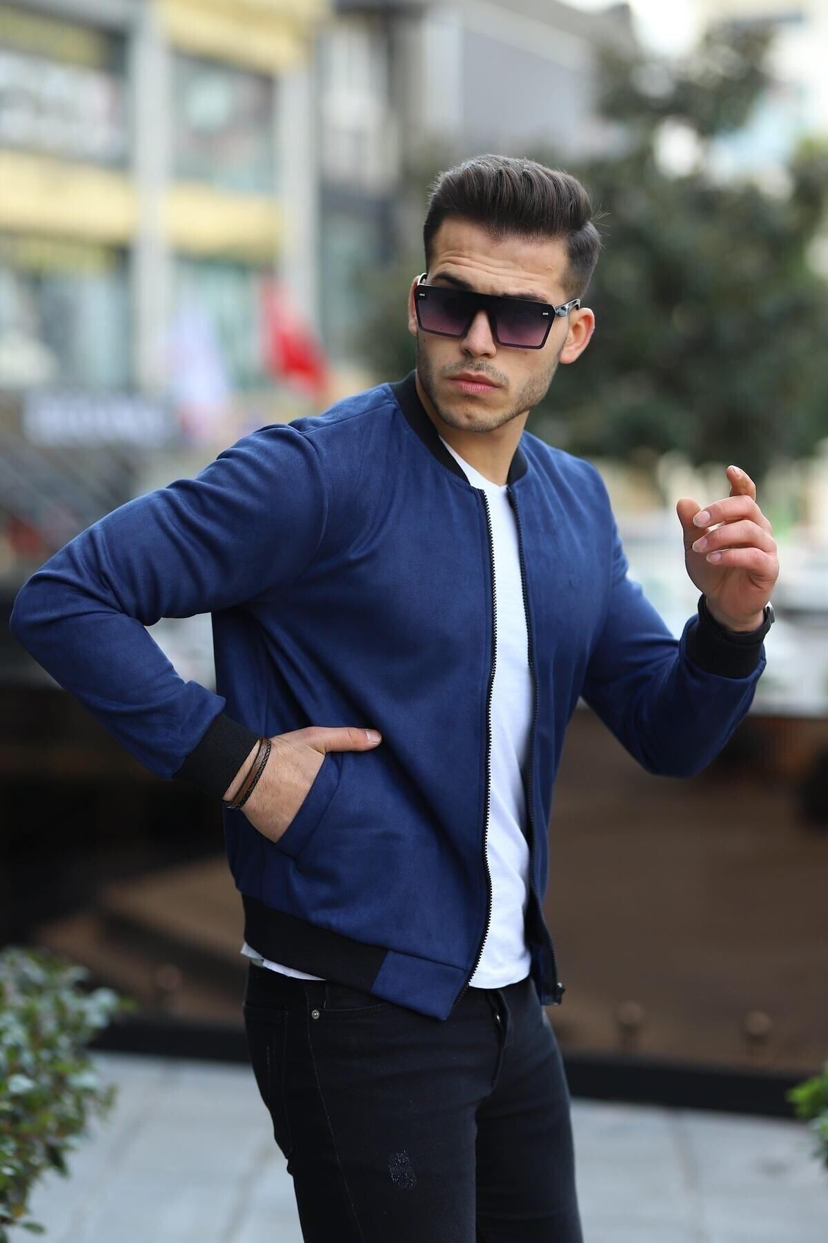 Erkek Dar Kesim Nubuk Süet Astarsız Likralı Su Itici Kolej Ceket