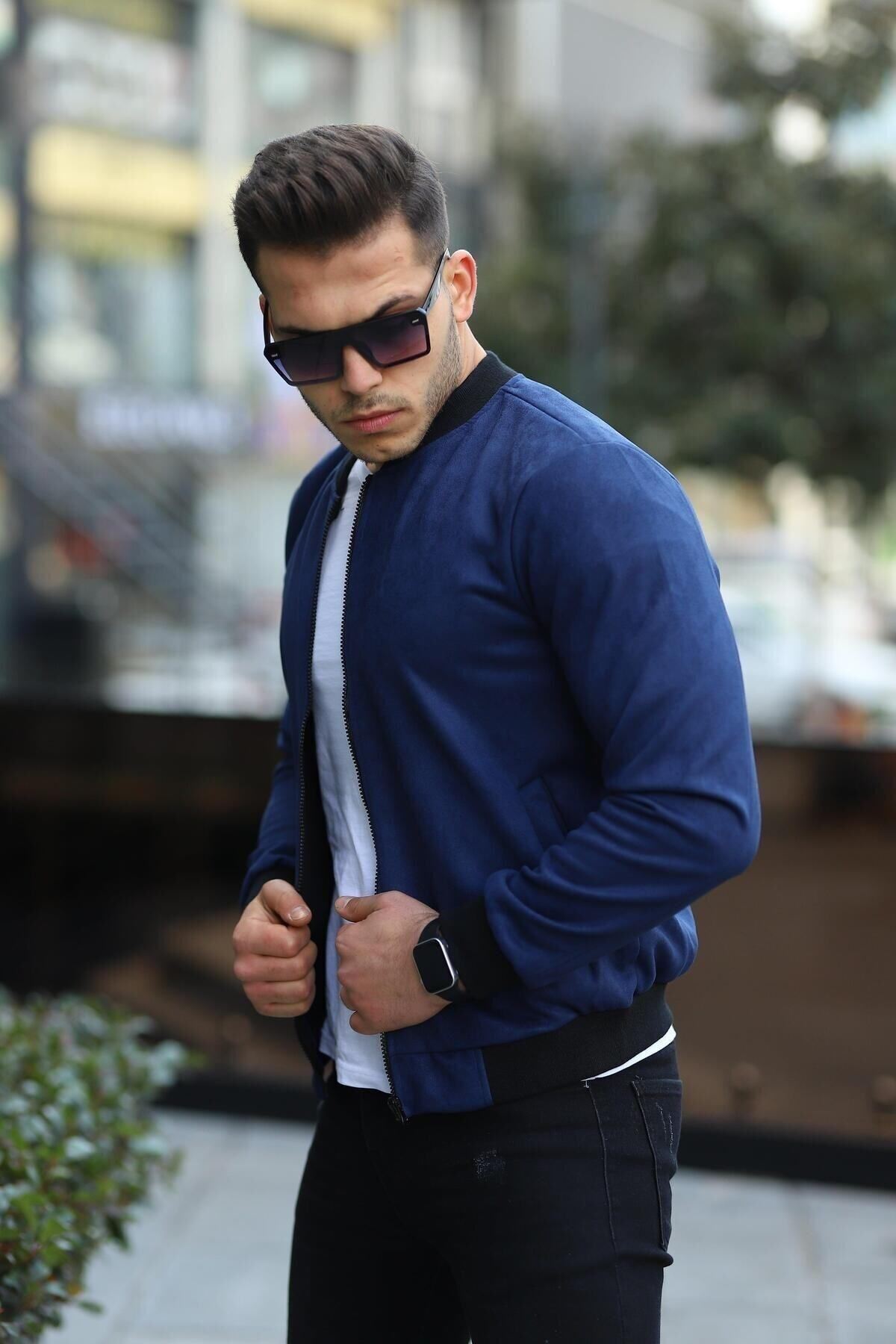 Erkek Dar Kesim Nubuk Süet Astarsız Likralı Su Itici Kolej Ceket