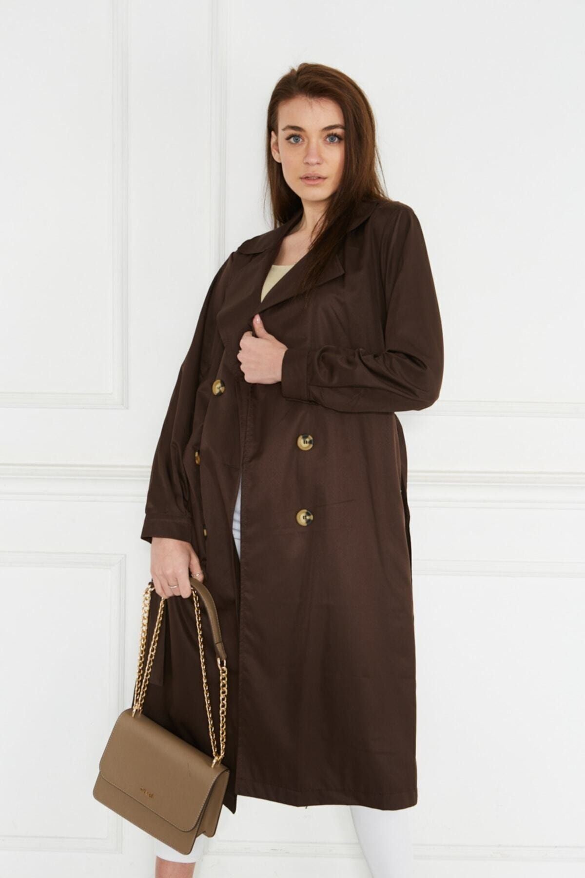 Astarsız Cepli Düğmeli Kuşaklı Yazlık Trenç