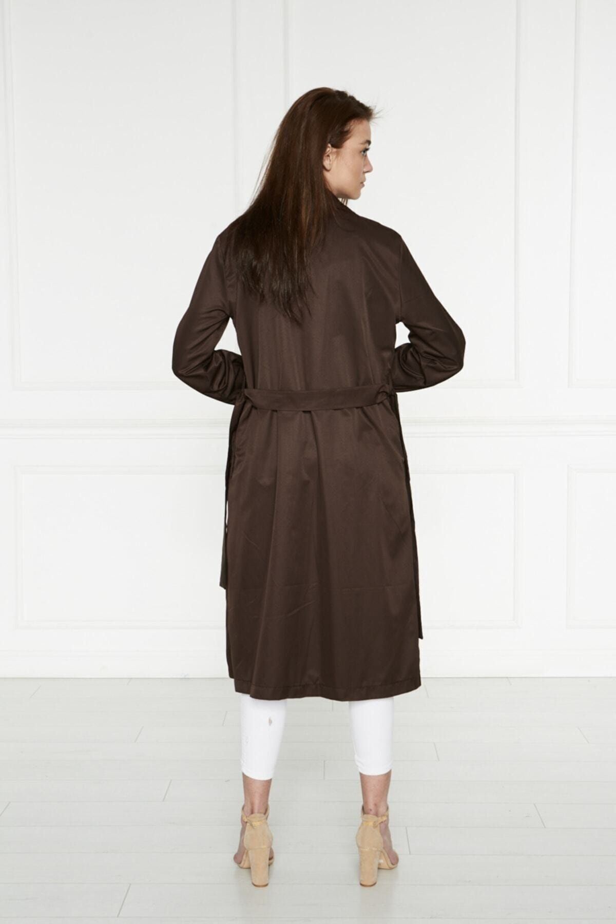 Astarsız Cepli Düğmeli Kuşaklı Yazlık Trenç