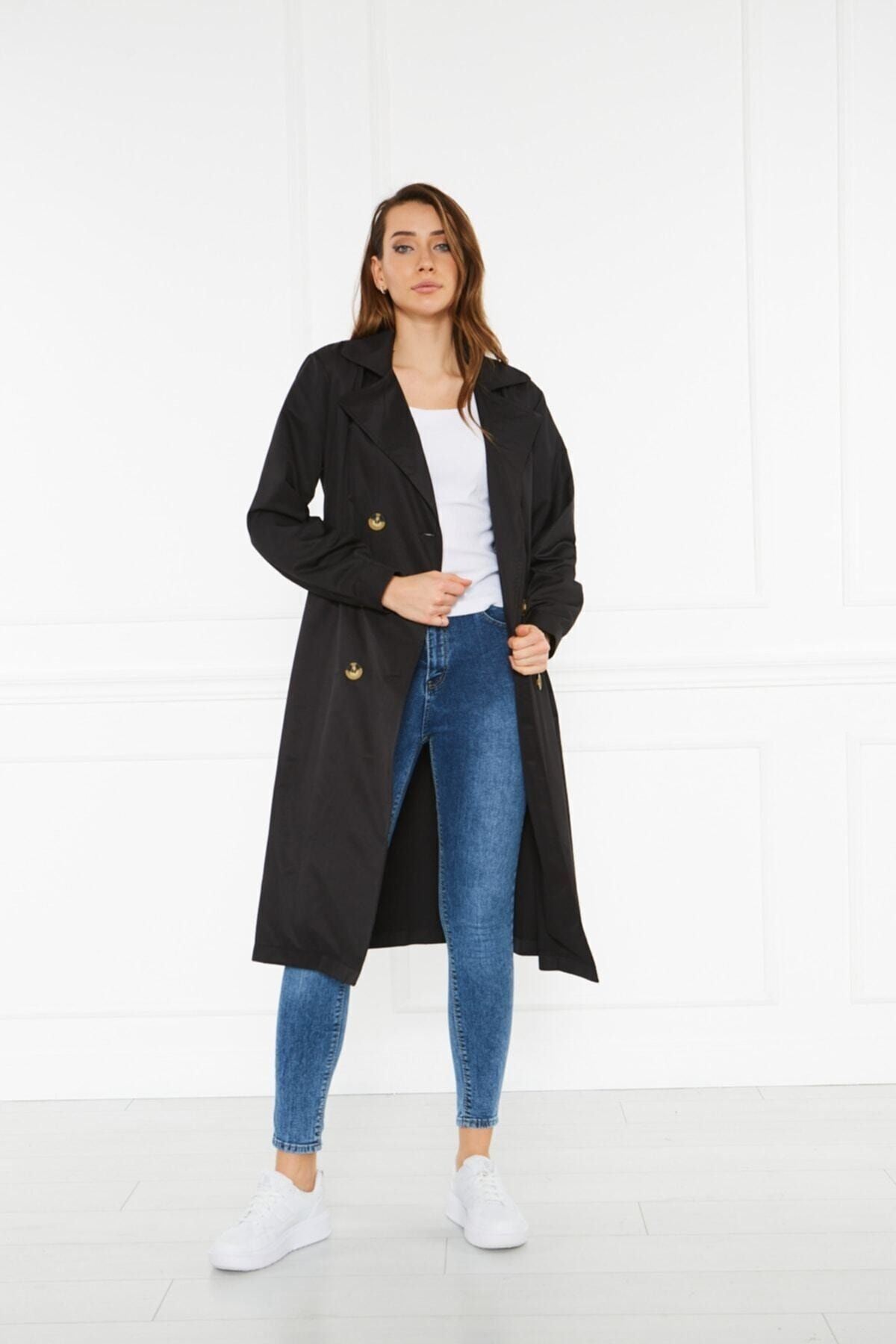 Astarsız Cepli Düğmeli Kuşaklı Yazlık Trenç