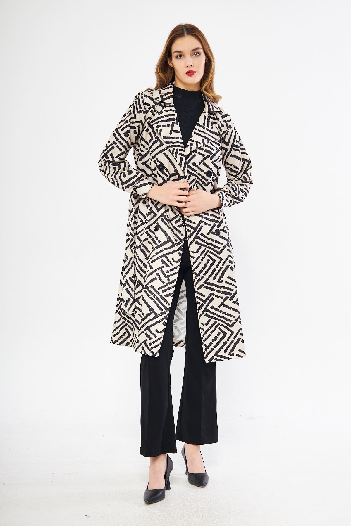 Astarsız Cepli Düğmeli Kuşaklı Yazlık Trenç