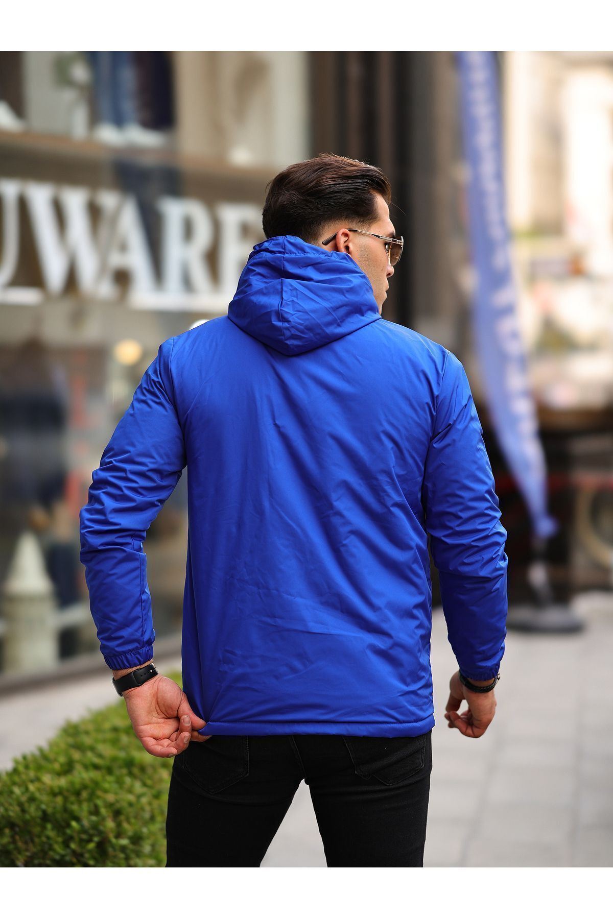 Erkek Içi Kürklü Suya Dayanıklı Kapüşonlu Cepli Yağmurluk