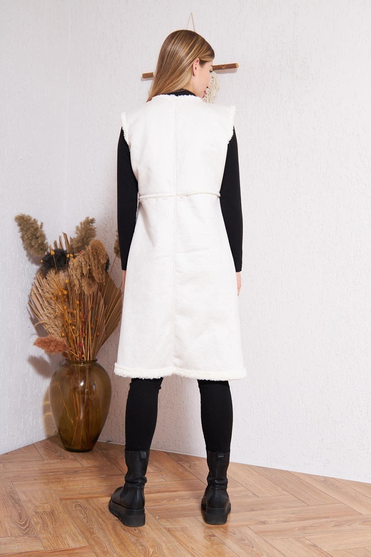 Kadın Içi Suni Kürklü Suni Deri Yelek