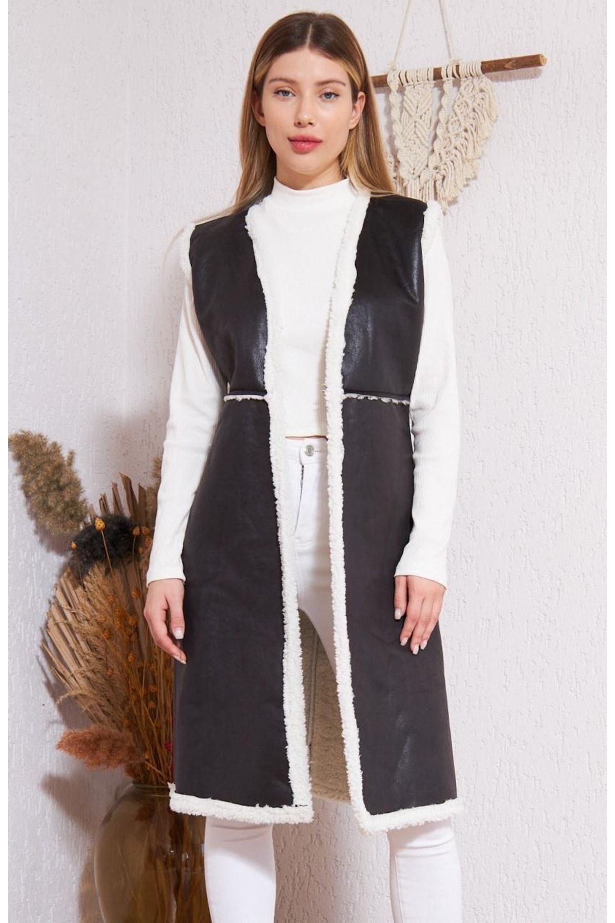 Kadın Içi Suni Kürklü Suni Deri Yelek