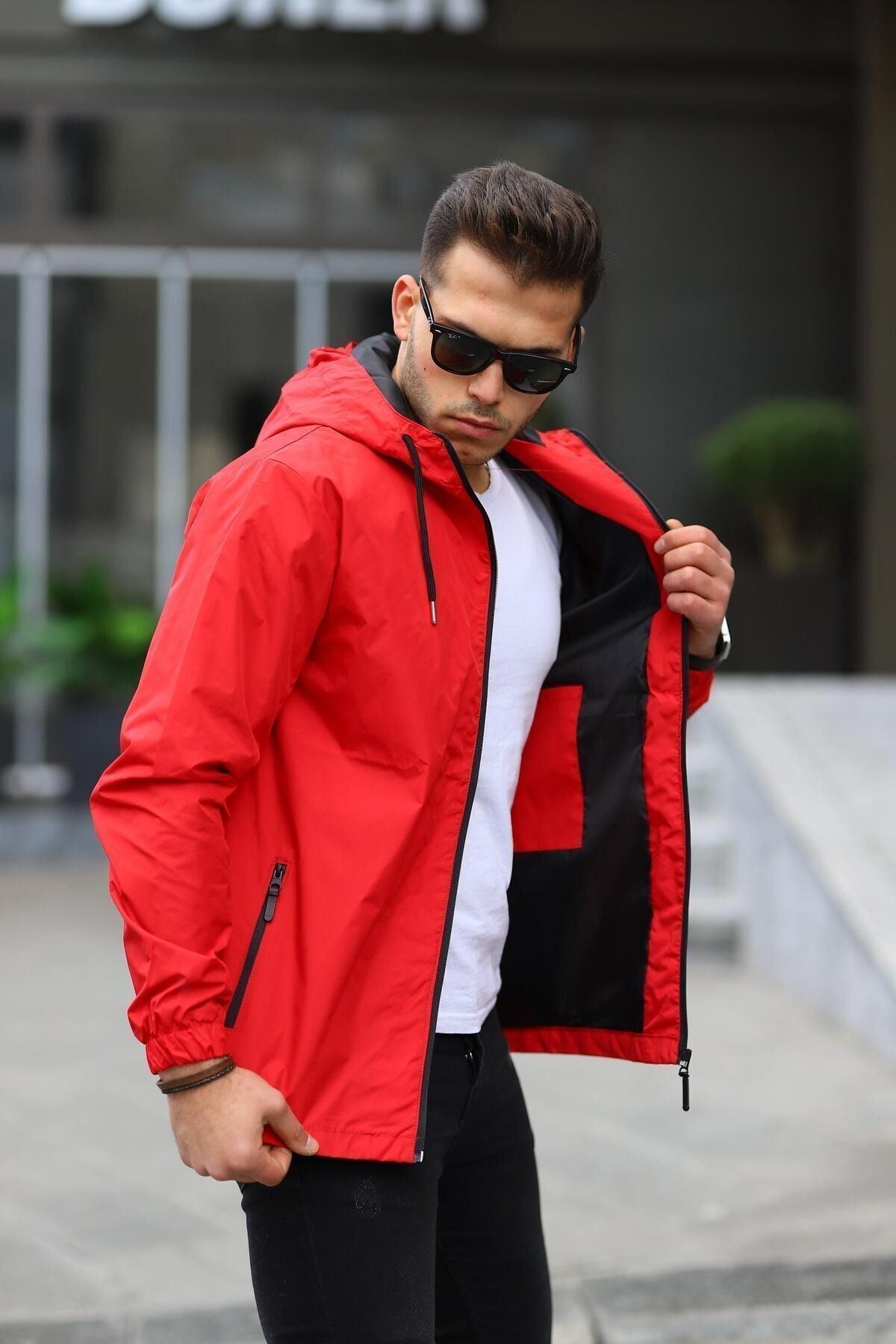 Erkek Içi Astarlı Suya Dayanıklı Kapüşonlu Cepli Yağmurluk