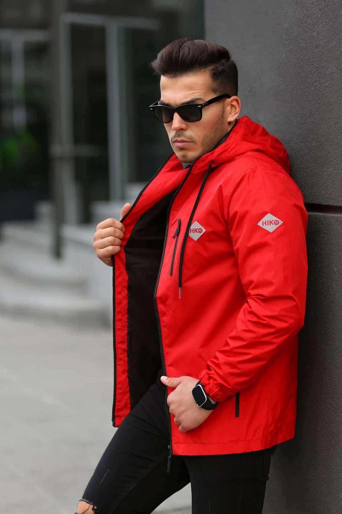 Erkek Içi Astarlı Suya Dayanıklı Kapüşonlu Cepli Yağmurluk