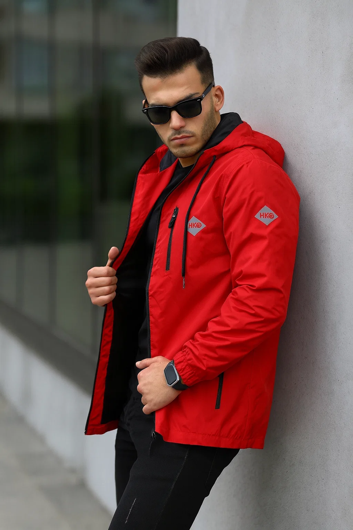 Erkek Içi Astarlı Suya Dayanıklı Kapüşonlu Cepli Yağmurluk