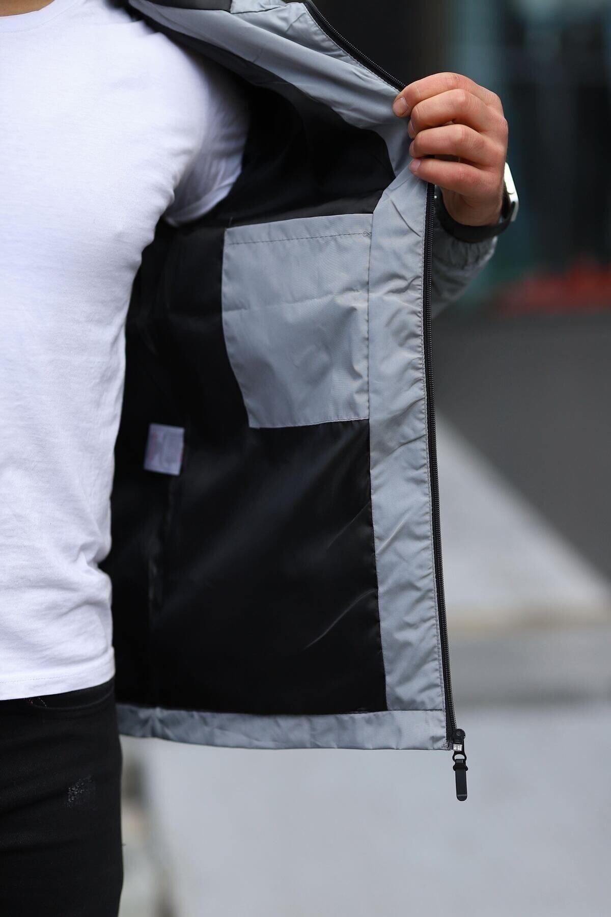 Erkek Içi Astarlı Suya Dayanıklı Kapüşonlu Cepli Yağmurluk