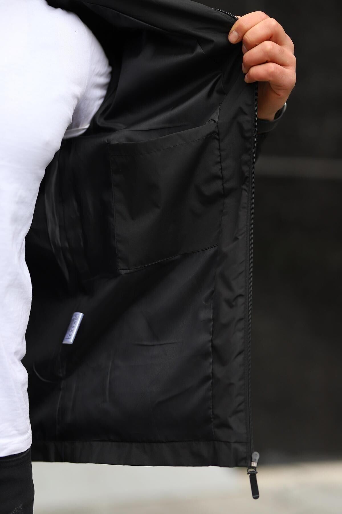 Erkek Içi Astarlı Suya Dayanıklı Kapüşonlu Cepli Yağmurluk