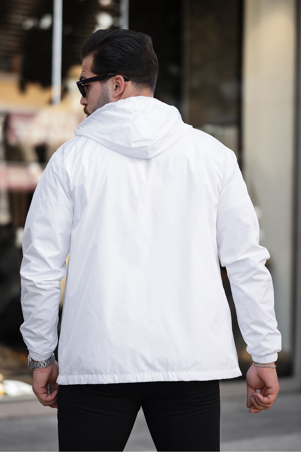 Erkek Içi Astarlı Suya Dayanıklı Kapüşonlu Cepli Yağmurluk