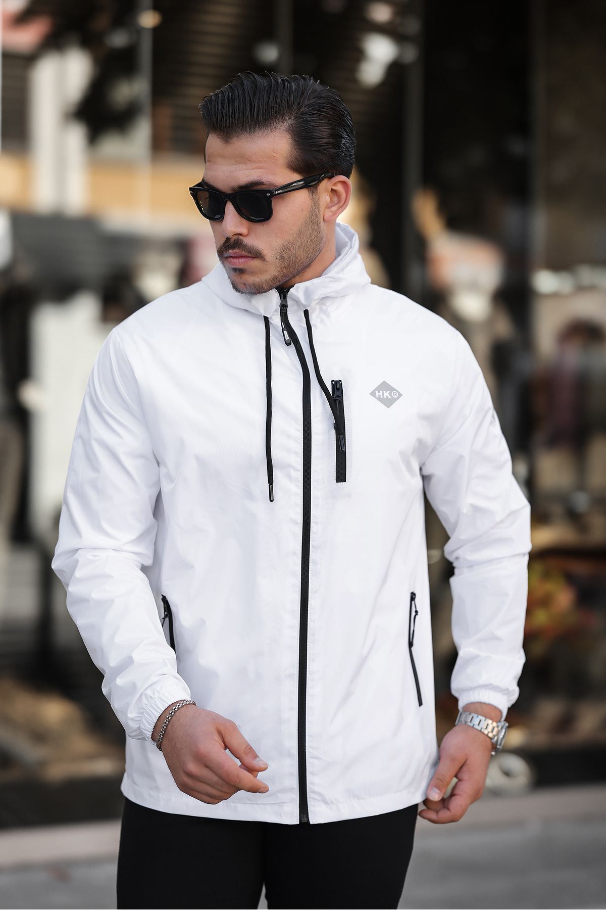 Erkek Içi Astarlı Suya Dayanıklı Kapüşonlu Cepli Yağmurluk