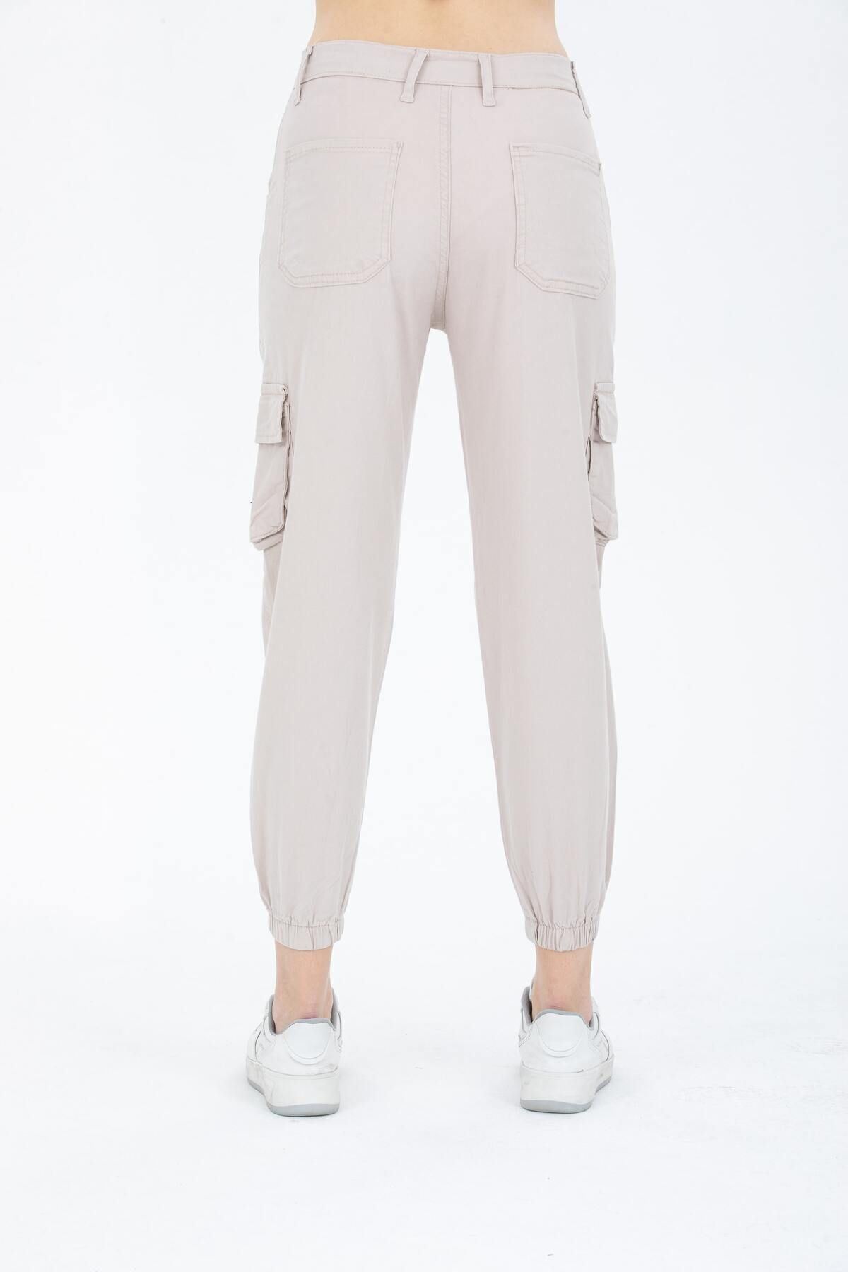 Kadın Jogger Rahat Kalıp Paça Lastikli Gabardin Pantolon