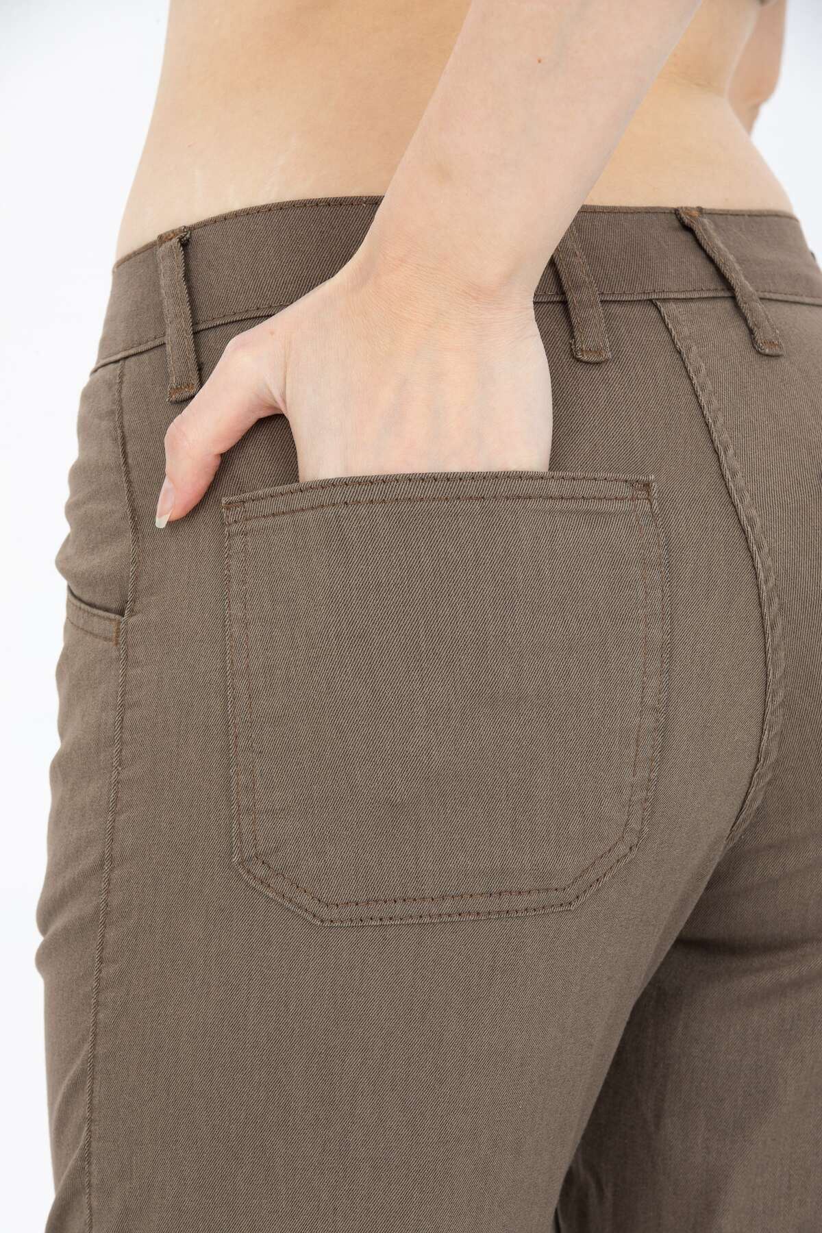 Kadın Jogger Paça Lastikli Kargo Cepli Gabardin Kadın Pantolon