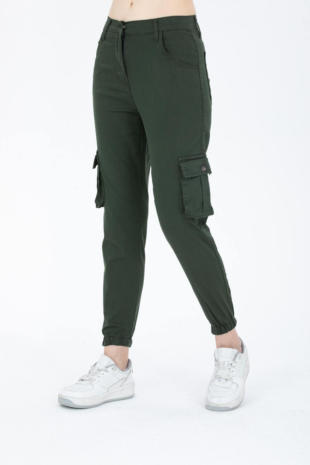 Kadın Jogger Rahat Kalıp Paça Lastikli Gabardin Pantolon